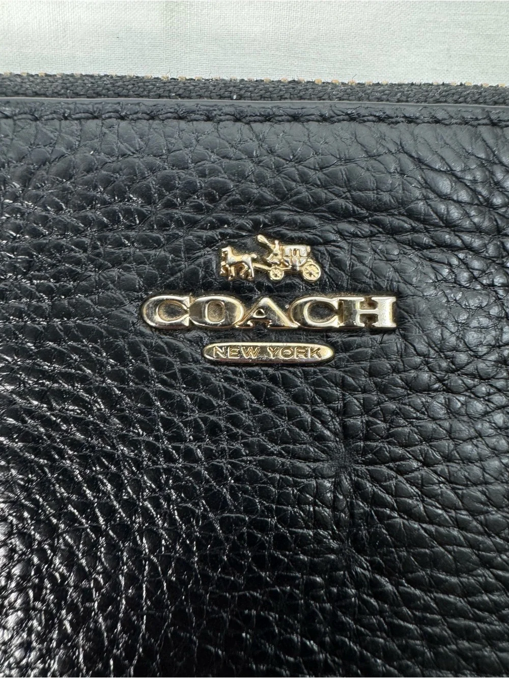 Coach Black Pebbled‎ Leather Crossbody Wristlet 25 Clutch Bag